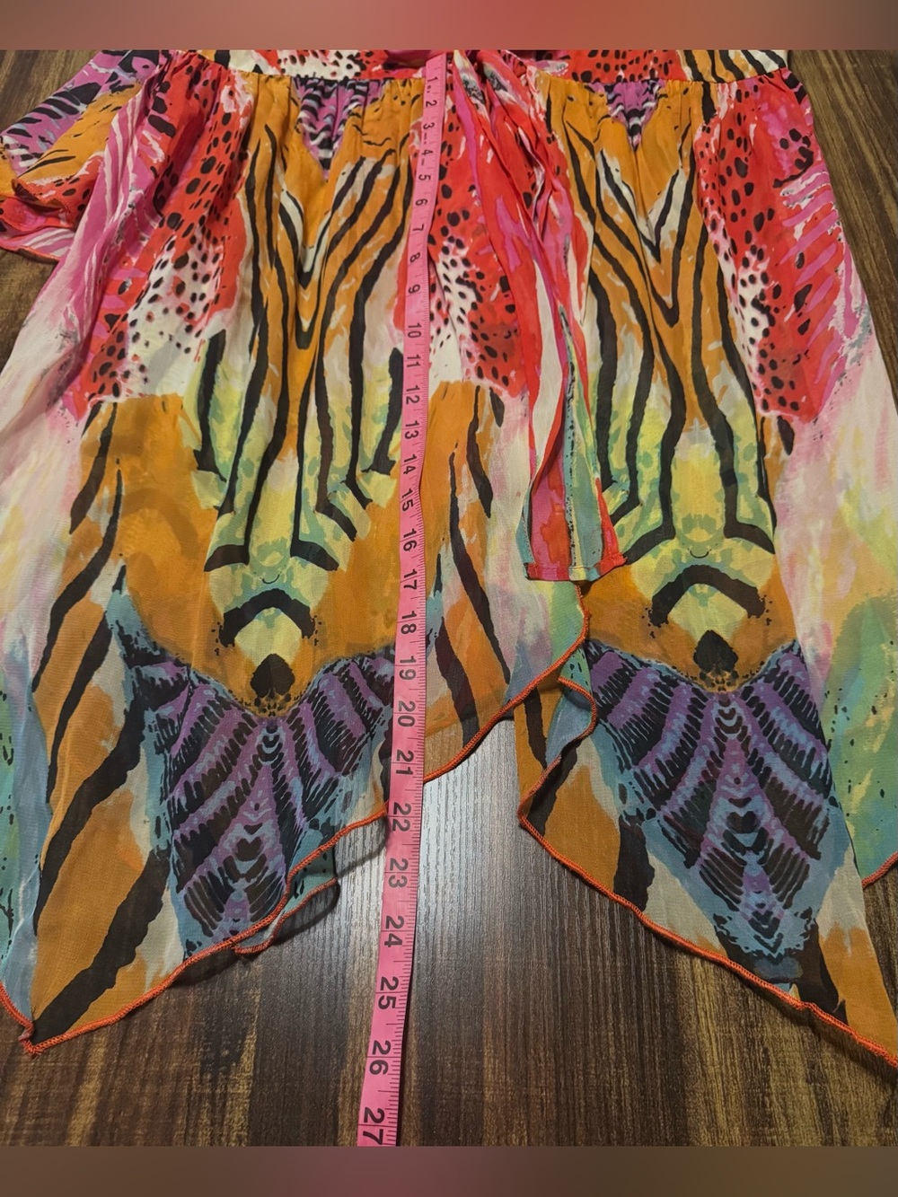 The Pyramid Collection Women’s XL Topper sheer Multicolor Rayon Kimono beach. - Picture 9 of 11